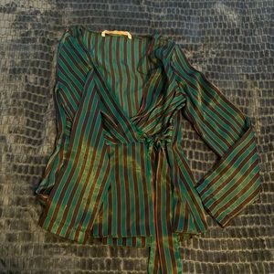 Pinstripe wrap blouse